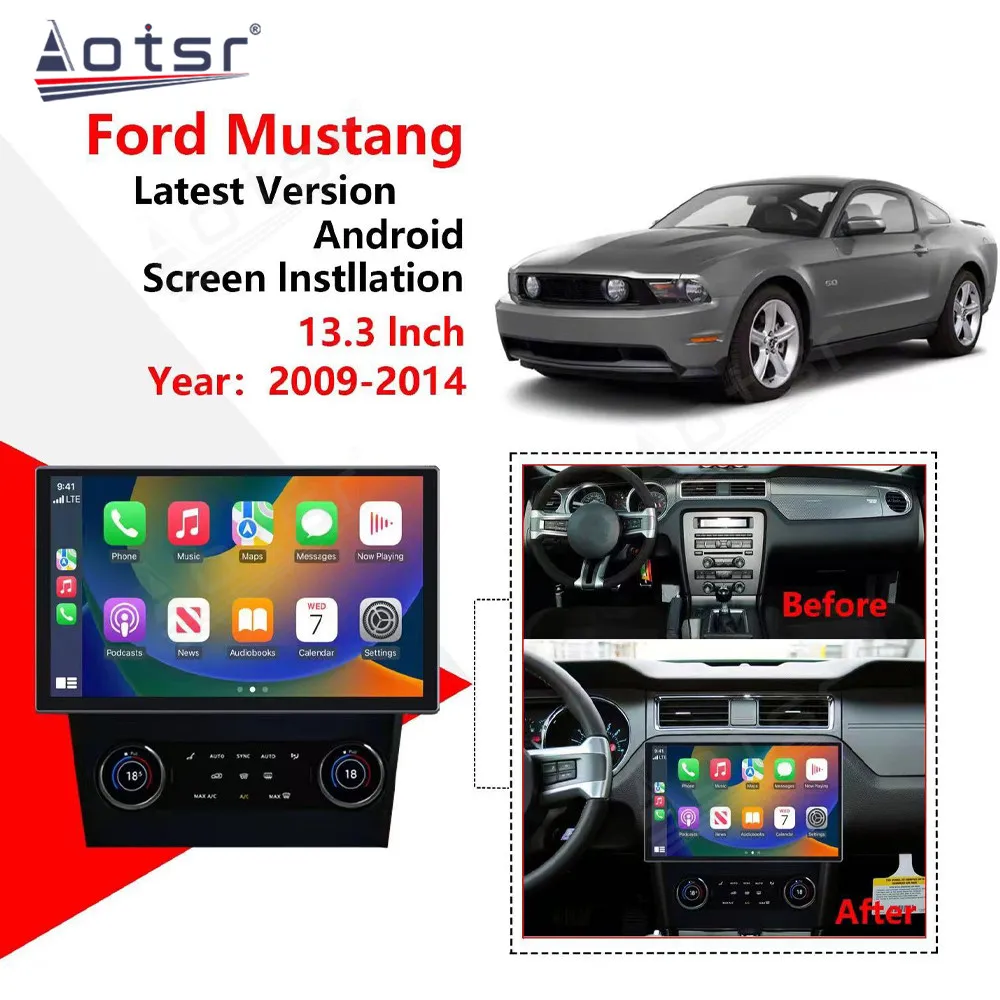 13.3 Tolline Android 12.0 CarPlay Auto Raadio Mängija GPS Navi Ford Mustang 2009-2014 4G WIFI AutoRadio Stereo Multimeedia HeadUnit Pilt 1