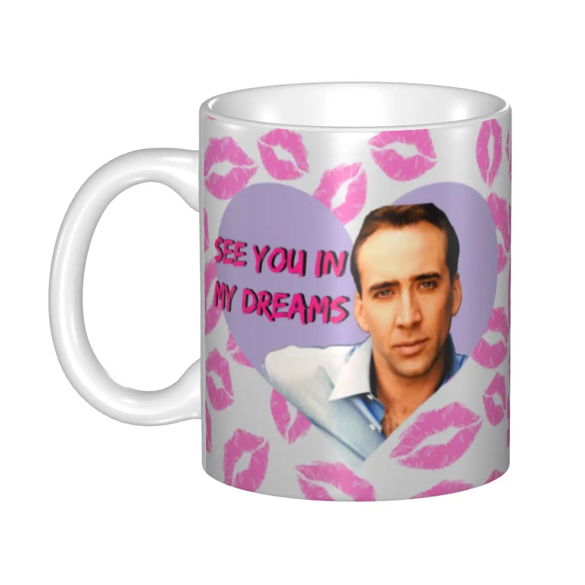 Isikliku Nicolas Cage Mona Lisa Naljakas Meem Kohvi Kruus DIY Keraamiline Tee Piim Tassi Väljas Tööd Telkimine Cup Pilt 3