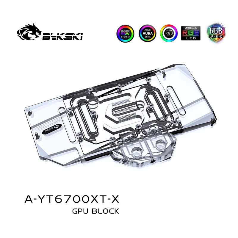 Bykski GPU Vee-Block-YT6700XT-X Yeston RX6700XT , Graphic videokaart Backplate Vedelik Blokeerida vesijahutus Pilt 2