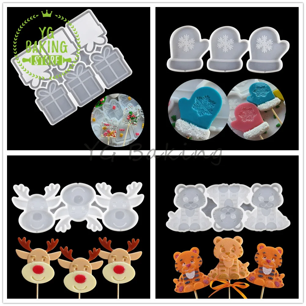 Uus 7 Stiile Jõulud Kindad/Hirved/Võra Silikoon Lollipop Hallituse Epoksüvaik Candy Mould Kook Dekoreerimiseks Vahendid Köök Bakeware Pilt 0