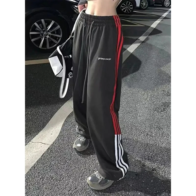 MEXZT Y2K Triibuline Joggers Sweatpants Naiste Vintage Streetwear Kõrge Vöökoht Lai Jalg Püksid Harajuku Hip-Hop Kottis Vabaaja Püksid Pilt 0