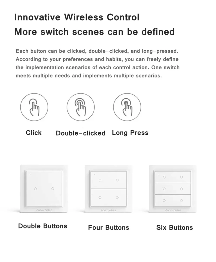 Aqara Opple Traadita Smart Switch Rahvusvahelise Versiooni Seina Lüliti ZigBee 3.0 Tööd Mijia MiHome Apple HomeKit Pilt 3