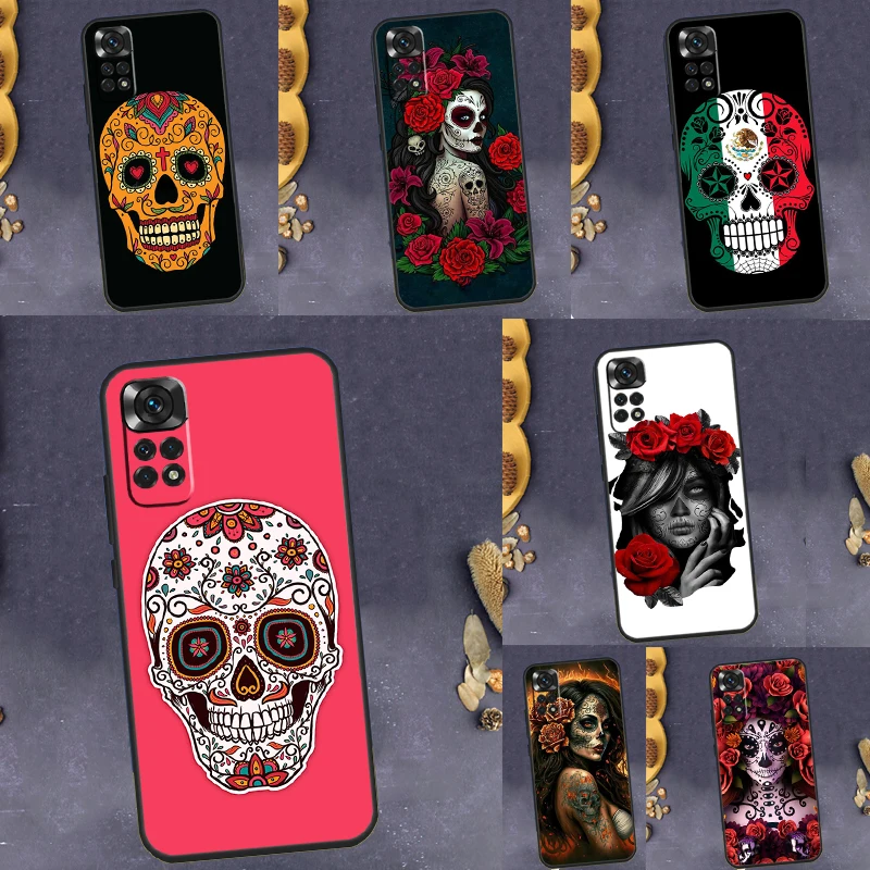 Mehhiko Kolju Tüdruk Tätoveeritud Kunsti Puhul Xiaomi Redmi Lisa 12 11 8 9 10 Pro 9S 10S 11S 12S 9A 9C 9T 10A 10C 12C tagakaas Pilt 0