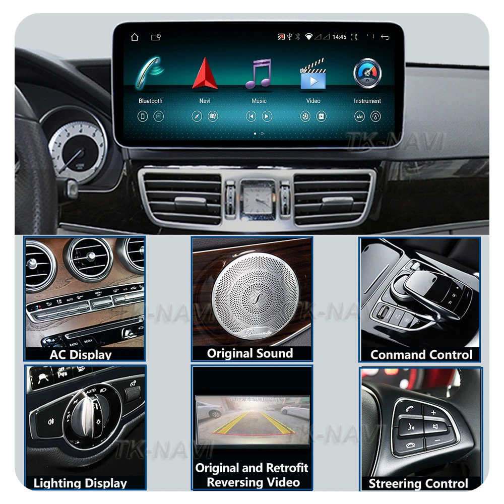 12.3 Tolline Android 13 autoraadio Jaoks Benz C (W204 2011-2014 RHD Auto GPS Carplay 4G+WIFI Multimeedia Video Mängija, Stereo QLED Ekraan Pilt 2