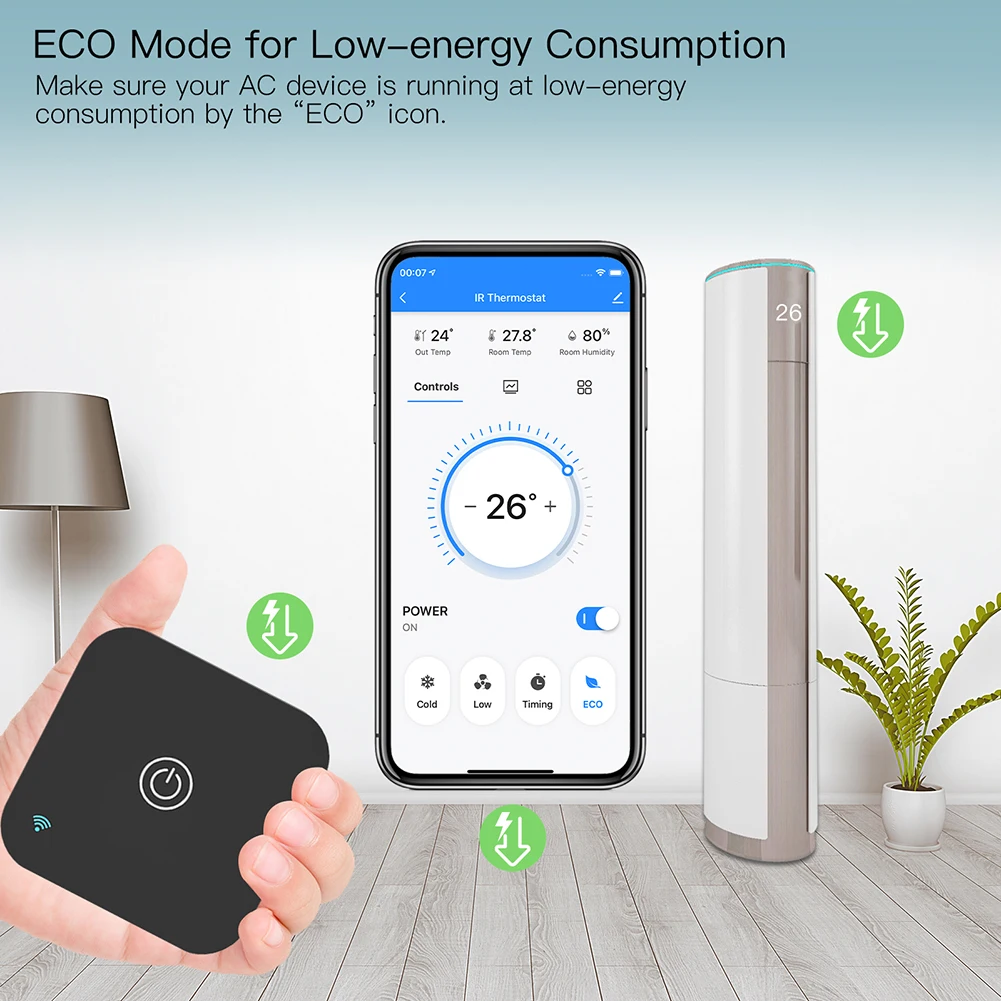 Moes Tuya WiFi Smart IR Termostaadiga Touch Nupp IR Termostaat Sisseehitatud Temperatuuri ja Niiskuse Andur Tööd Alexa Google Kodu Pilt 4