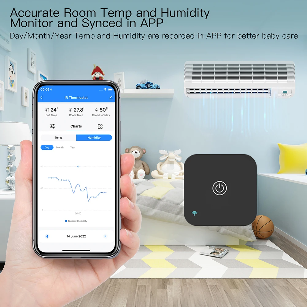 Moes Tuya WiFi Smart IR Termostaadiga Touch Nupp IR Termostaat Sisseehitatud Temperatuuri ja Niiskuse Andur Tööd Alexa Google Kodu Pilt 5