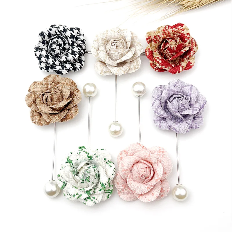 Mood DIY Käsitöö Silk Väike Lill Prossid Camellia Pearl Roostevabast Pikad Sõrmed Naiste Suvel iga Päev Ülesrõivad Nuppu Tarvikud Pilt 0