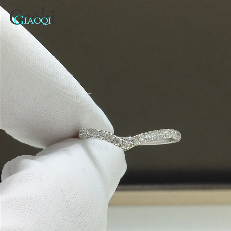 GIAOQI 14K Valge Kuld 0.2 Karaati Micro Läikiv Diamond D Värv Moissanite Saba Sõrme Sõrmus Naistele Pilt 0