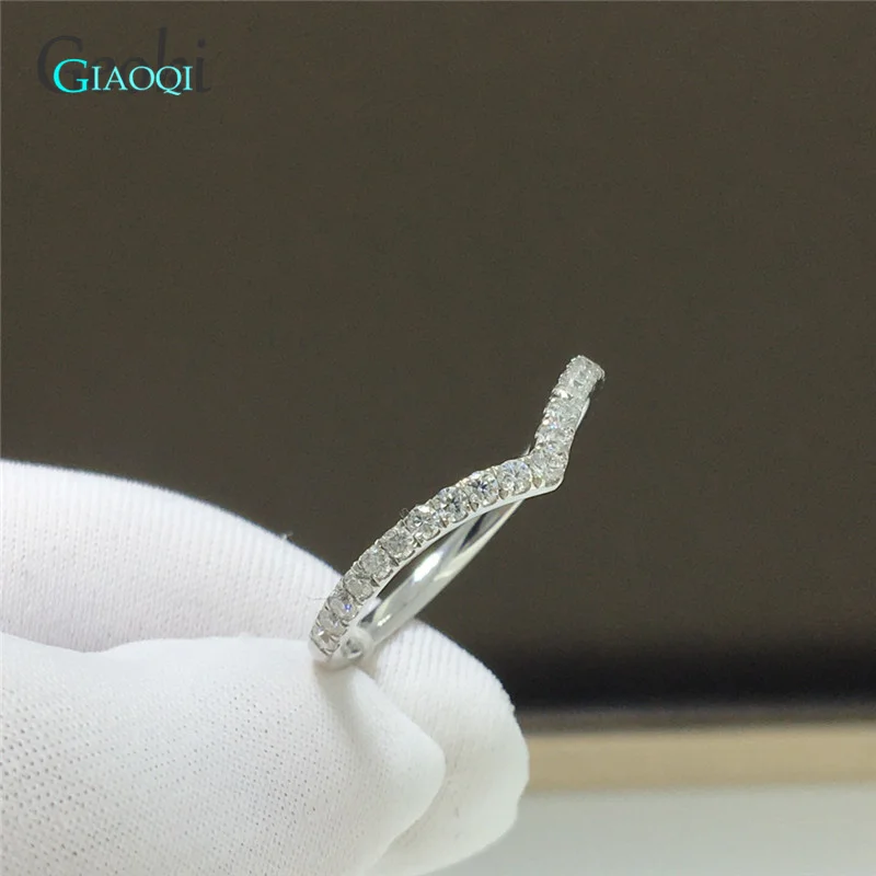 GIAOQI 14K Valge Kuld 0.2 Karaati Micro Läikiv Diamond D Värv Moissanite Saba Sõrme Sõrmus Naistele Pilt 1