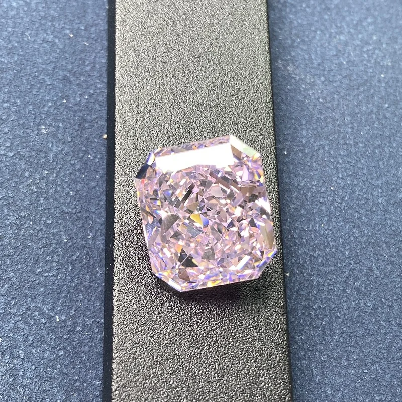 Roosa Särava Purustatud Jääd Lõigata Kõrge Süsiniku Diamond 11X15mm Kuupmeetri Tsirkooniumoksiid Custom Ehted Tegemine Pilt 0