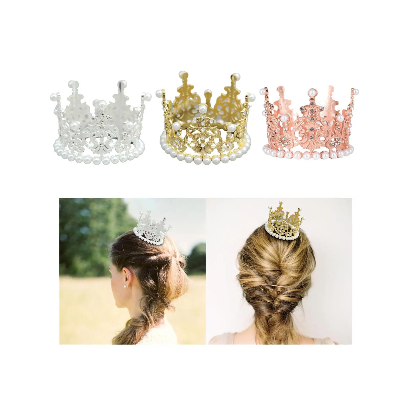 Printsess Crown Juuksed Kleit ja Tarvikud Peapael Võistlused Headpieces Rhinestone Pulm Kroonid Sünnipäeva Tiara Halloween Kõnniteed Pilt 5