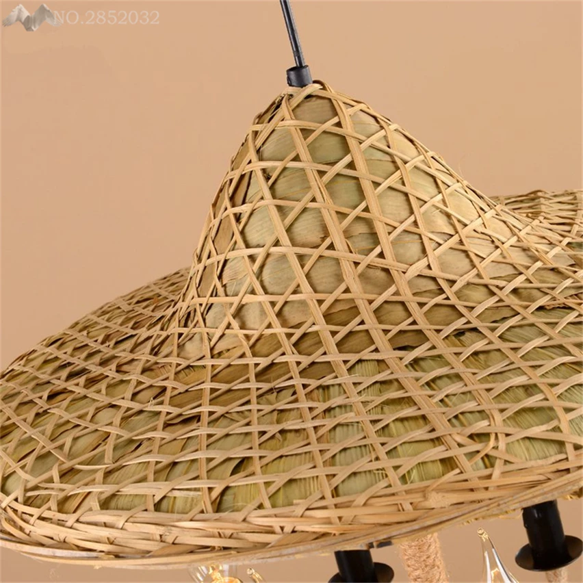 JW Kagu-Aasia Käsitsi valmistatud Bambusest Müts Ripats Lambid Kanepi Köis Ripats Valgust, elutoas Restorani Magamistuba Valgustusseadmete Pilt 3