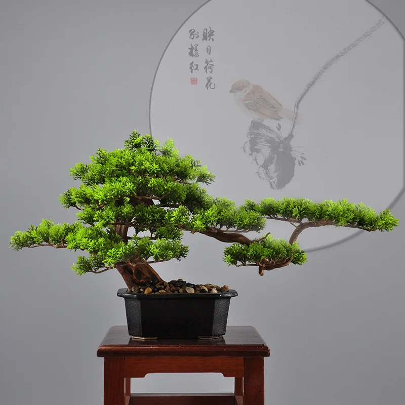 Hiina teretulnud mänd bonsai kaunistused loominguline puidust rhododendron bonsai kodu veranda hotel club pehme teenetemärgid Pilt 0
