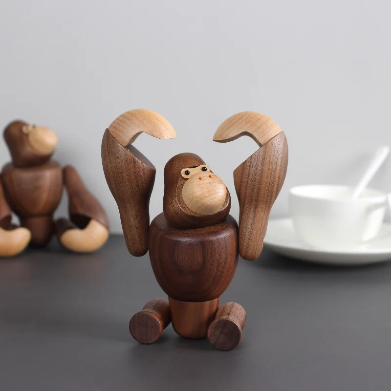 Pähkel puidust, Gorilla, Tuba decor kuju Cartoon puidust kunsti Nikerdamist Mudel siseministeeriumi Teenetemärgi käsitöö Kaasaegne armas figuriin Pilt 1
