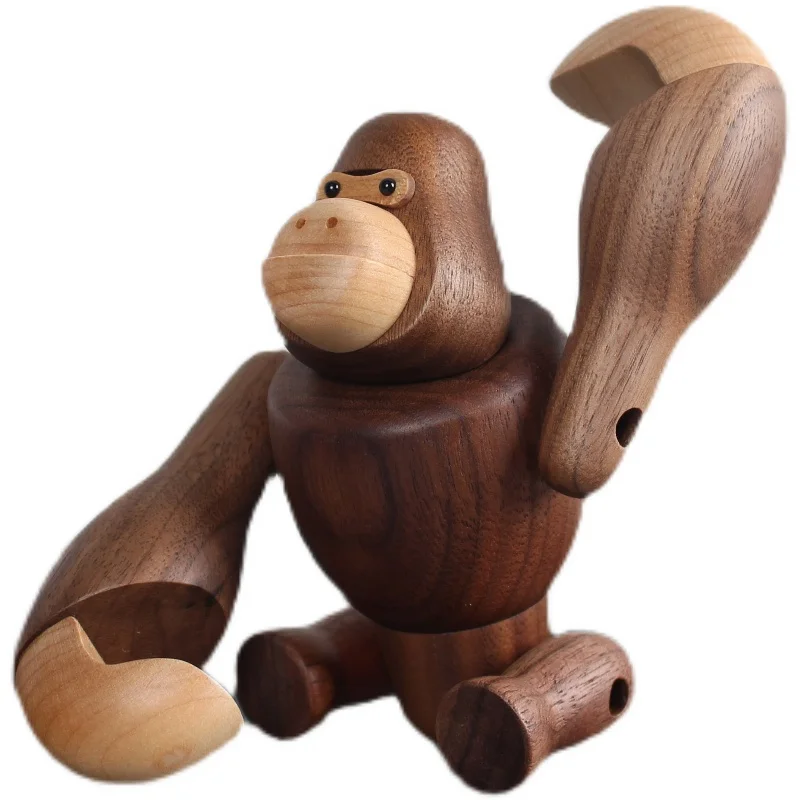 Pähkel puidust, Gorilla, Tuba decor kuju Cartoon puidust kunsti Nikerdamist Mudel siseministeeriumi Teenetemärgi käsitöö Kaasaegne armas figuriin Pilt 4