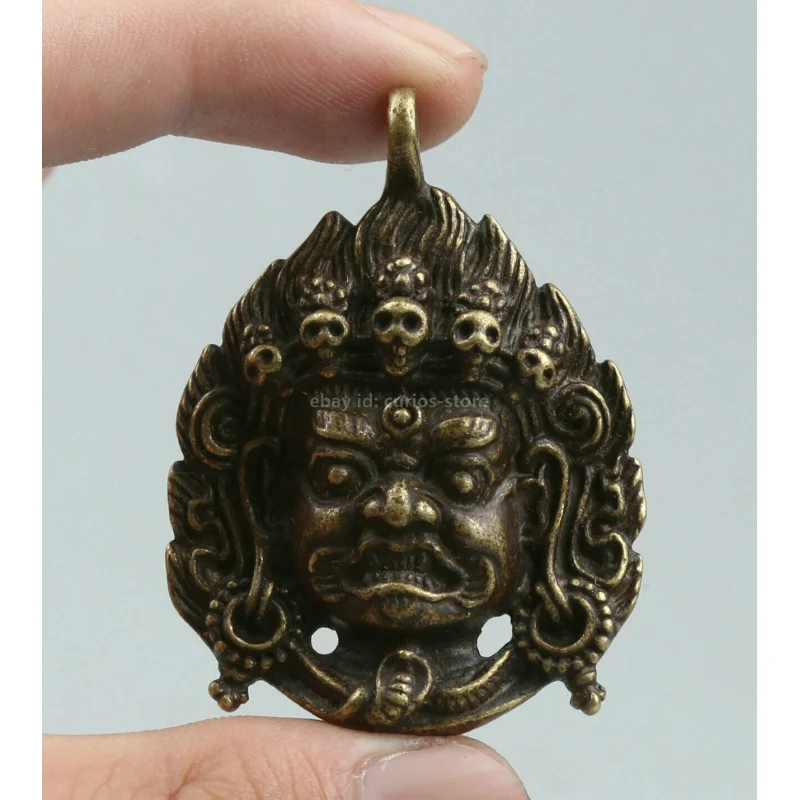Tiibet Tiibeti Budismis Pronks Mahakala Wrathful Jumalus Buddha Pea Amulett Ripats Pilt 0