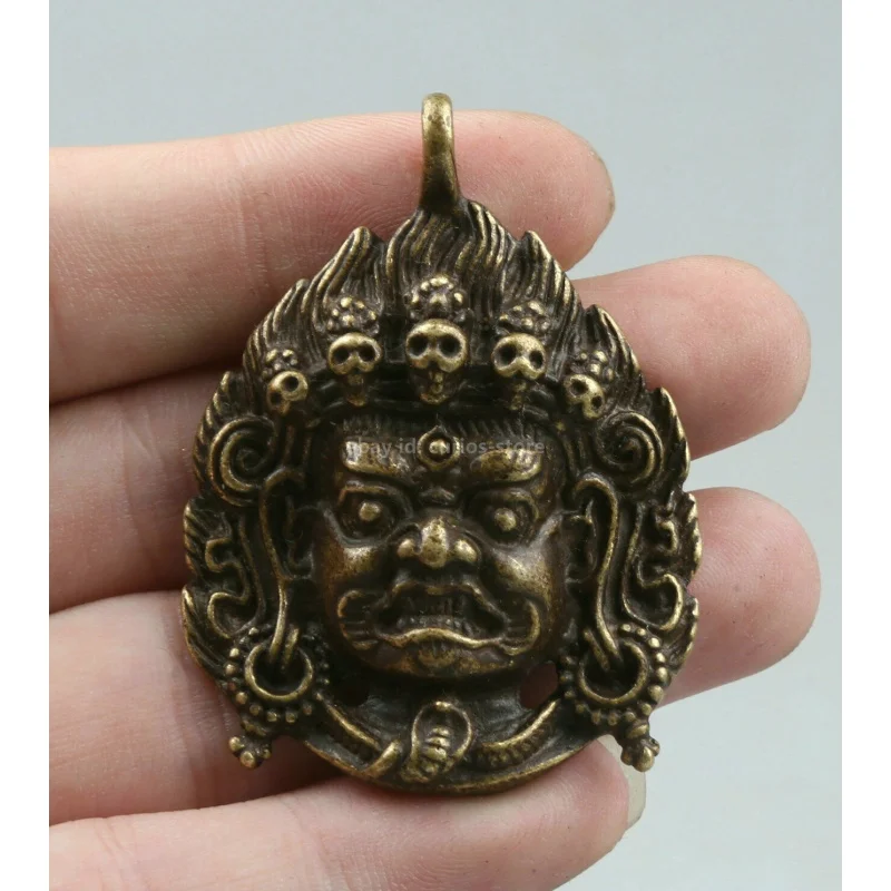 Tiibet Tiibeti Budismis Pronks Mahakala Wrathful Jumalus Buddha Pea Amulett Ripats Pilt 2