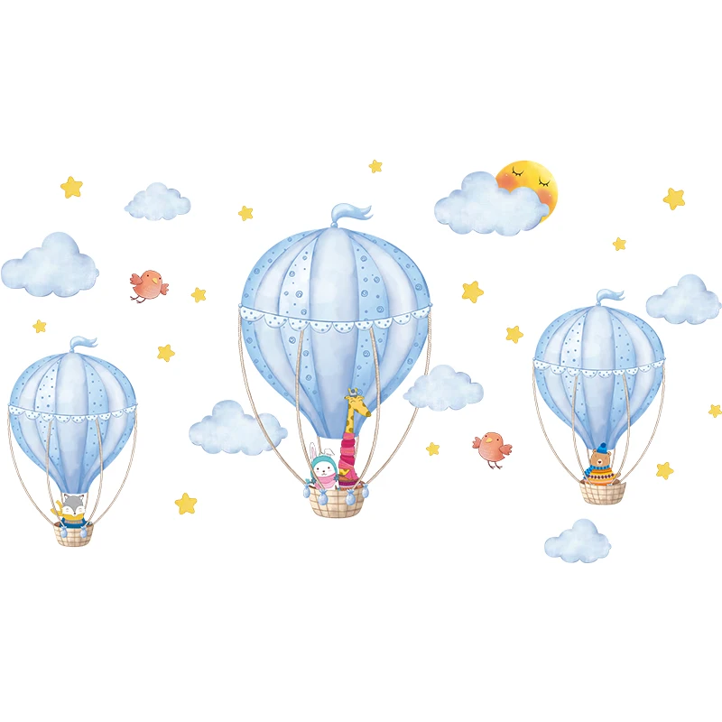 Multikas Loomade Seina Kleebised DIY Hot Air Balloon Vikerkaar Seinamaaling Kleebised Lastele Toad Beebi Magamistuba Teenetemärgi Pilt 4