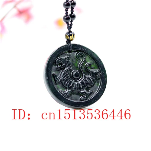 Hiina Must Roheline Jade Ring Dragon Ripats Naturaalne Käsitsi Nikerdamist Kaelakee Mood Amulett Õnne Kingitused Meeste Kampsun Kett Pilt 3
