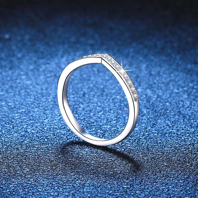 NeeTim Moissanite Ring 925 Sterling Hõbe, Valge kullatud Täielik Teemant Bänd Kaasamine Pulm Rõngad Naistele Pilt 2