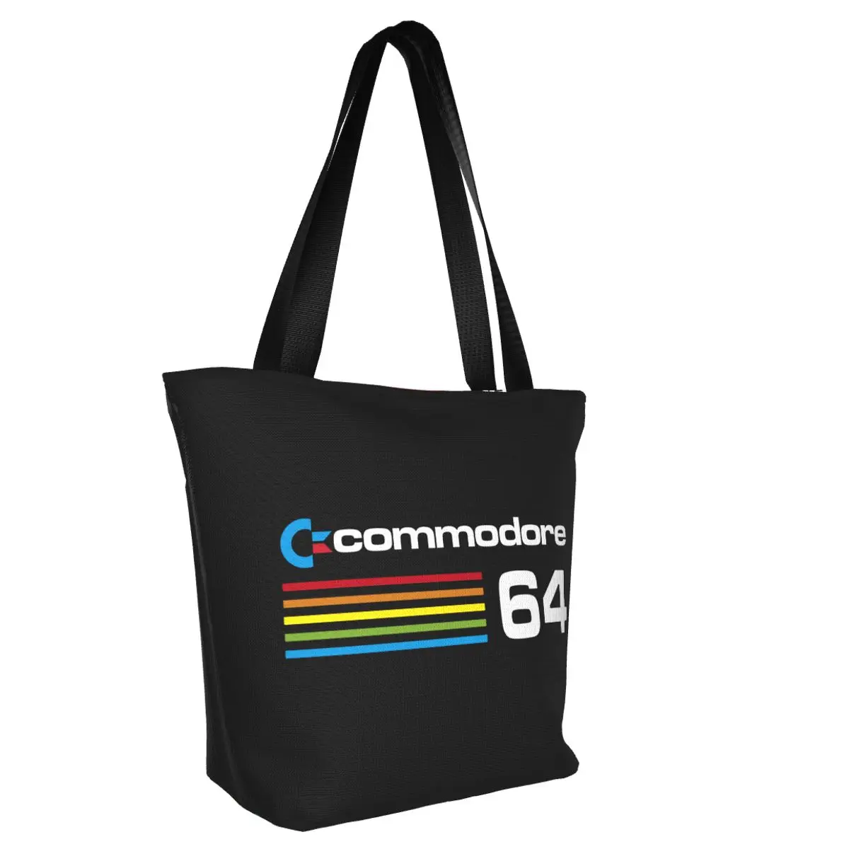 Commodore 64 Toidukaubad Ostukott Trükitud Lõuendile Shopper Õlal Tassima Kotid Suur Võimsus Vastupidav C64 Amiga Arvuti Käekott Pilt 1