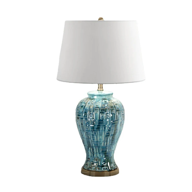 AOSONG Kaasaegsed Keraamilised Laua Lamp LED Loominguline Ameerika Stiilis Sinine Laud Tuli Decor Kodus elutuba Magamistuba Pilt 3