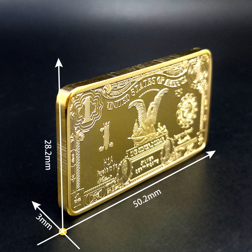 USD 1Dollar Bullion 24k Gold Bar Ameerika Metallist Mündid, Kuldne Baarid USD kinkekarbis Pilt 0