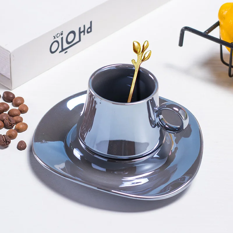 Särav Lotus Leaf Keraamiline Tass Kohvi Kõrge Välimus kruus Kodus Hommikusöök Cup Pärastlõunane Tee Komplekt Tass Tassi Komplekt Pilt 2