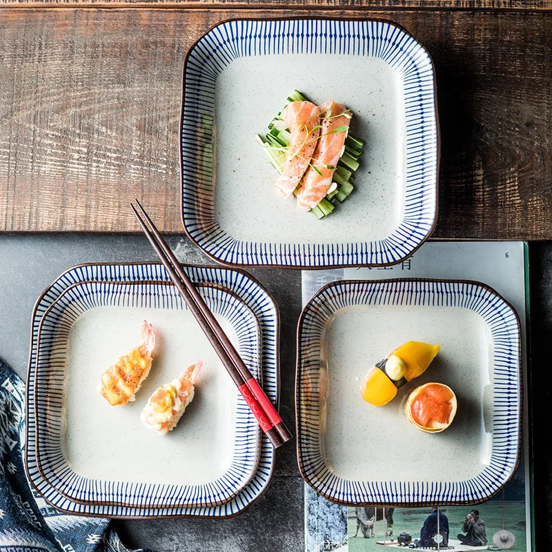 Jaapani underglaze loominguline keraamilised lauanõud õhtusöök plaat leibkonna square 8.3 puu-tolline plaat Hiina lauanõud iga päev Pilt 0