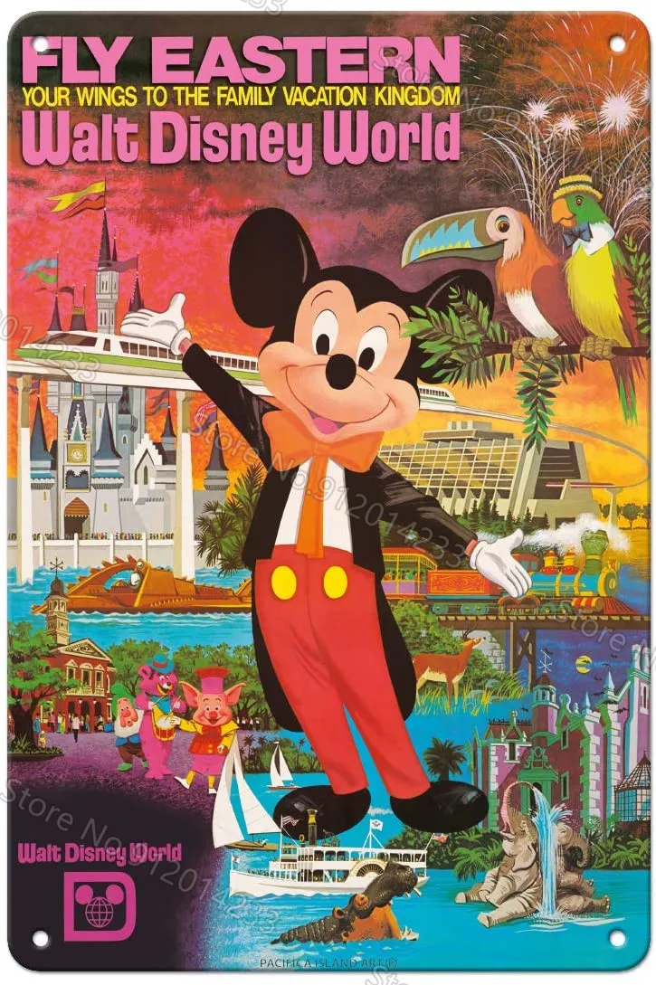 Disneyland Metallist Tina Märk Disney World Peace Anime Retro Plakat Vintage Tahvel Raua Maali Laste Tuba Lasteaed Decor Pilt 4