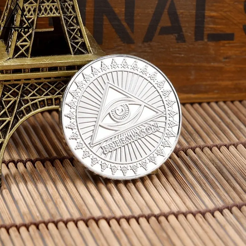 Masonic Tasuta, ja Nõustus, Freemason Vennaskond Silver/Gold Pinnatud Väljakutse, Mündi 1-UNTSIST, Masonic Sümbolid Bullion&Mündi Kogud Pilt 0