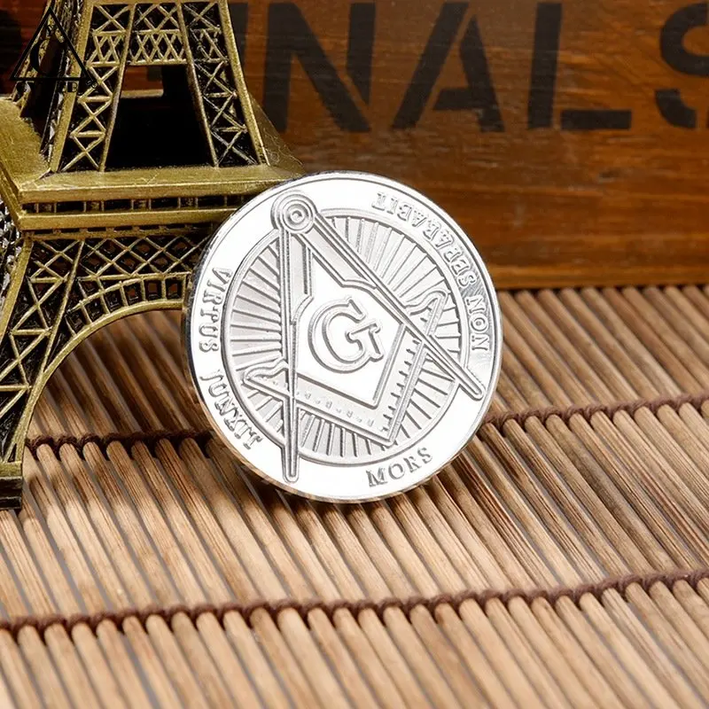 Masonic Tasuta, ja Nõustus, Freemason Vennaskond Silver/Gold Pinnatud Väljakutse, Mündi 1-UNTSIST, Masonic Sümbolid Bullion&Mündi Kogud Pilt 1