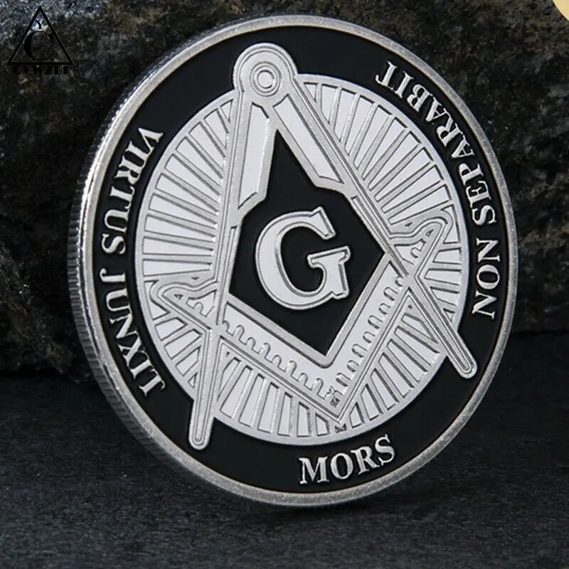 Masonic Tasuta, ja Nõustus, Freemason Vennaskond Silver/Gold Pinnatud Väljakutse, Mündi 1-UNTSIST, Masonic Sümbolid Bullion&Mündi Kogud Pilt 2