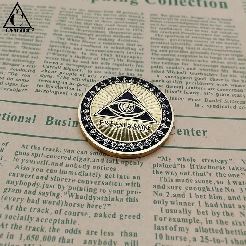 Masonic Tasuta, ja Nõustus, Freemason Vennaskond Silver/Gold Pinnatud Väljakutse, Mündi 1-UNTSIST, Masonic Sümbolid Bullion&Mündi Kogud Pilt 5