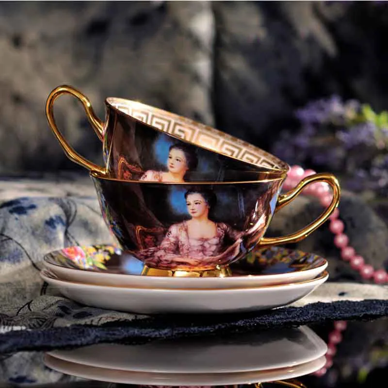 Loominguline Keraamiline Tass Kohvi Luuposliini Tee Tassi Madame De Pompadour Elegantne Kohvi Tassi Siseministeeriumi Teenetemärgi Drinkware Komplekt Pilt 0