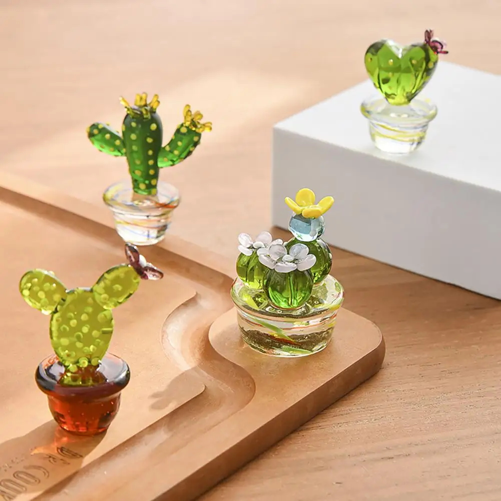 Käsitsi Valmistatud Murano Klaasist Cactus Kujukeste Kaunistused Desktop Käsitöö Ehted Loominguline, Värvikas Armas Miniatuurne Taim Home Decor Pilt 0