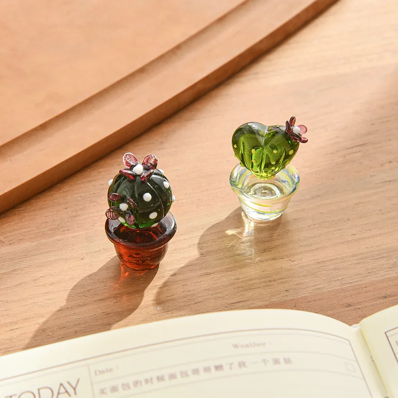 Käsitsi Valmistatud Murano Klaasist Cactus Kujukeste Kaunistused Desktop Käsitöö Ehted Loominguline, Värvikas Armas Miniatuurne Taim Home Decor Pilt 2