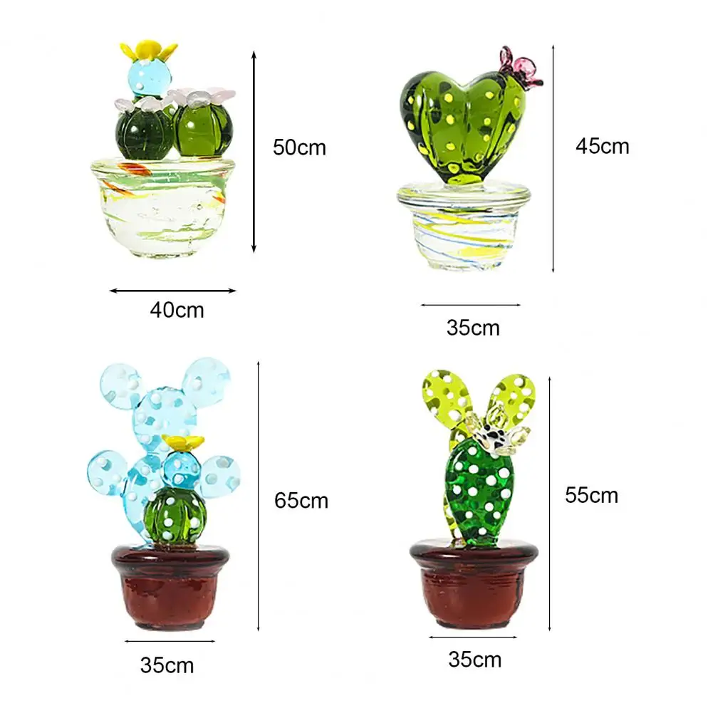 Käsitsi Valmistatud Murano Klaasist Cactus Kujukeste Kaunistused Desktop Käsitöö Ehted Loominguline, Värvikas Armas Miniatuurne Taim Home Decor Pilt 4