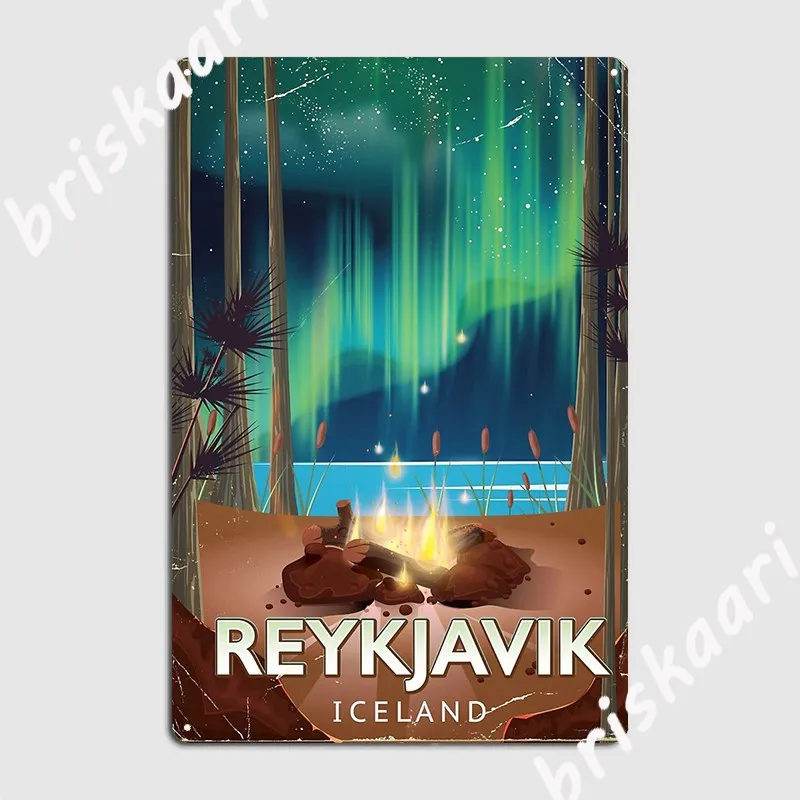 Reykjavik Island Metallist Märk luua Seina Kino Köök Laigud Tina märk Plakatid Pilt 0