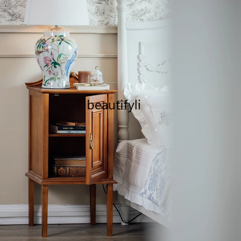 zqBedside Tabel Väikesed täispuidust Magamistoa High-Grade Light Luksus Uus Bed & Breakfast Retro Pilt 2