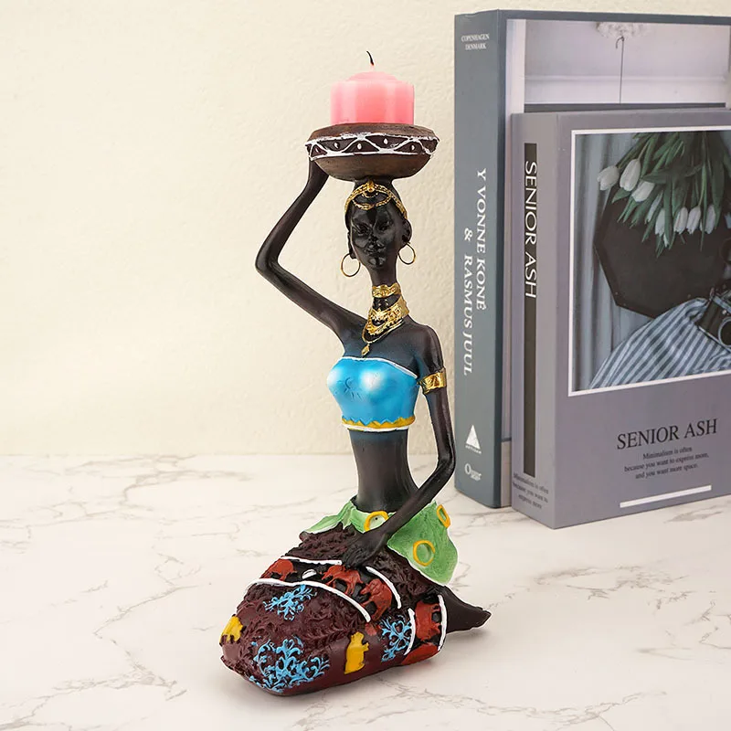 21cm Aafrika Naiste Vaik Kujukeste, Kunst ja Käsitöö Tribal Lady Kuju Eksootiliste Nukk Küünal Omanik Kingitus Kodu Kaunistamiseks Skulptuure Pilt 2
