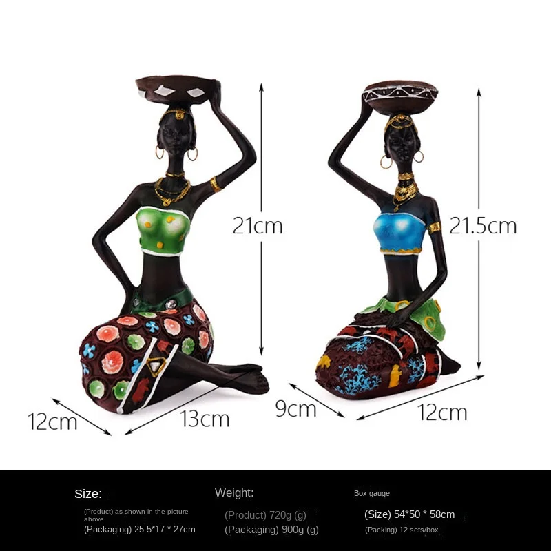 21cm Aafrika Naiste Vaik Kujukeste, Kunst ja Käsitöö Tribal Lady Kuju Eksootiliste Nukk Küünal Omanik Kingitus Kodu Kaunistamiseks Skulptuure Pilt 5