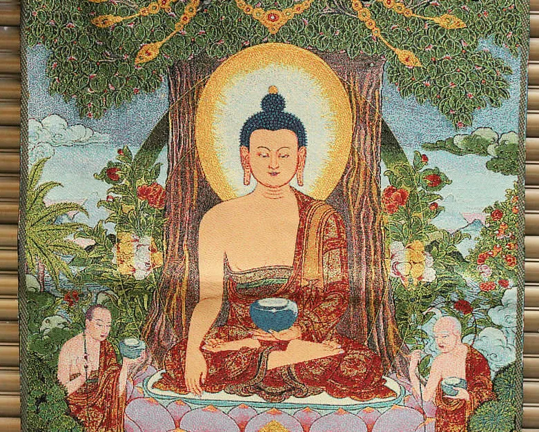 Tiibeti Budismi Riie, Siid Šākjamuni Sakyamuni Amitabha Buddha Thangka Thanka Pilt 2