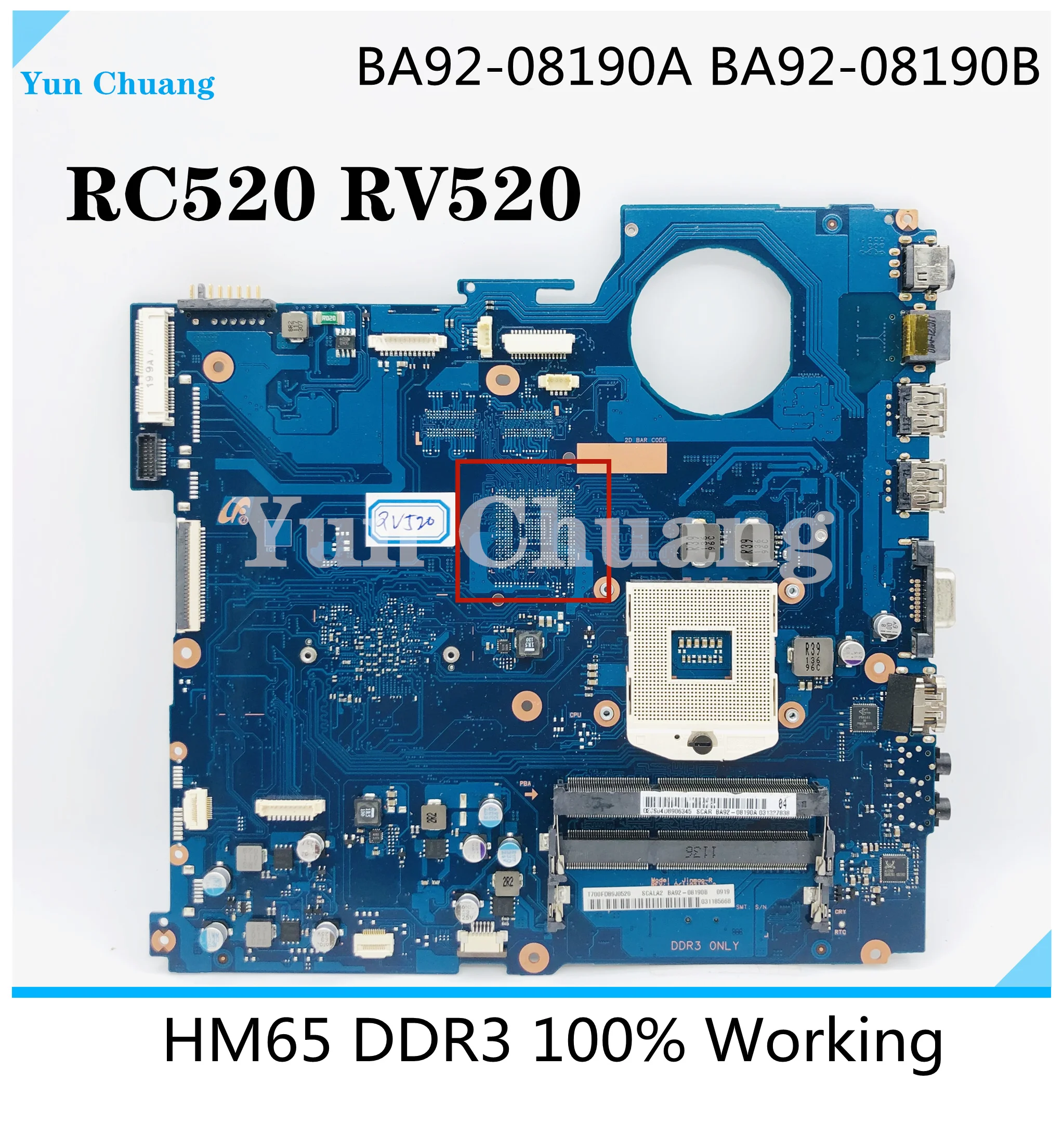 Samsung RC520 RV520 NP-RC520 NP-RV520 Sülearvuti Emaplaadi HM65 DDR3 GMA HD BA92-08190A BA92-08190B 100% täielikult testitud Pilt 0