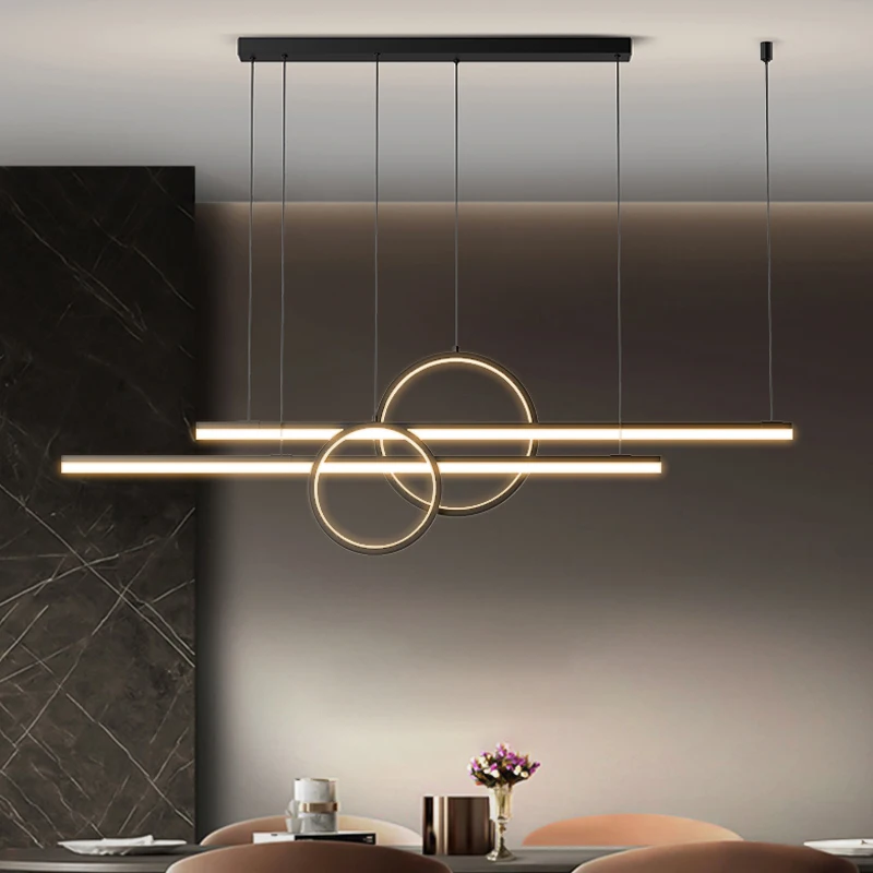 2022 Kaasaegne Lihtne Style LED-Lühter, Söögituba Ruumi, Köök, elutuba, Magamistuba Lae Lamp Black Ring Line Ripats Kerge Pilt 0