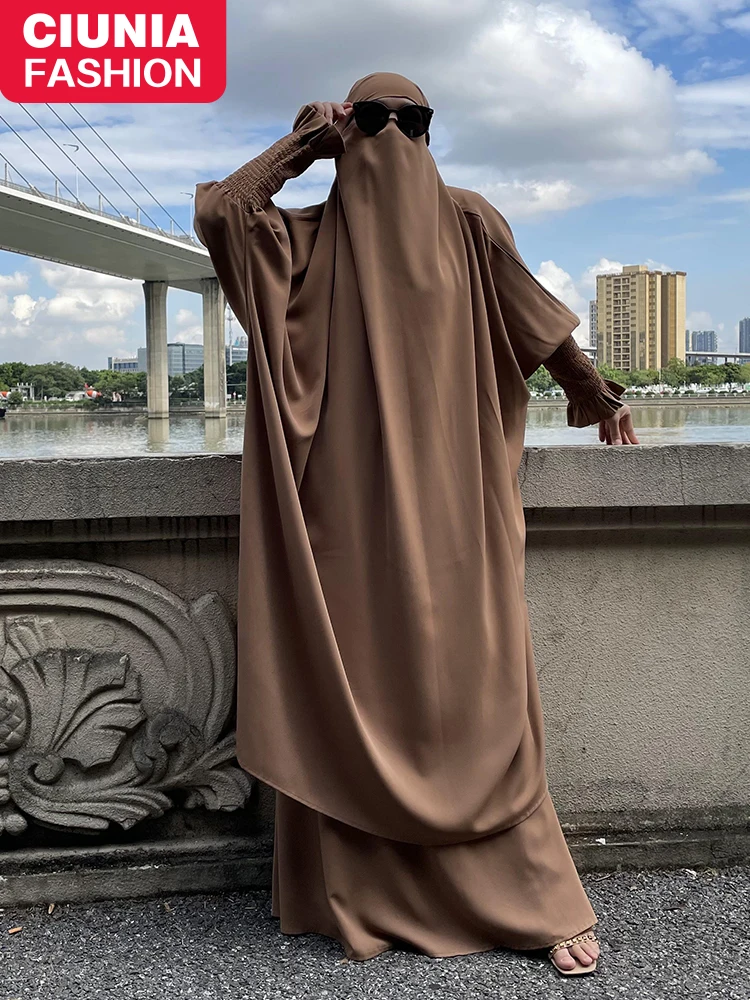 Lähis-Ida Ramadan Palve Riided Moslemi Naine Kleit Islami Kimono Komplekti Khimar Jilbab 2-Osaline Komplekt, Türgi Kaften Araabia Abaya Pilt 0