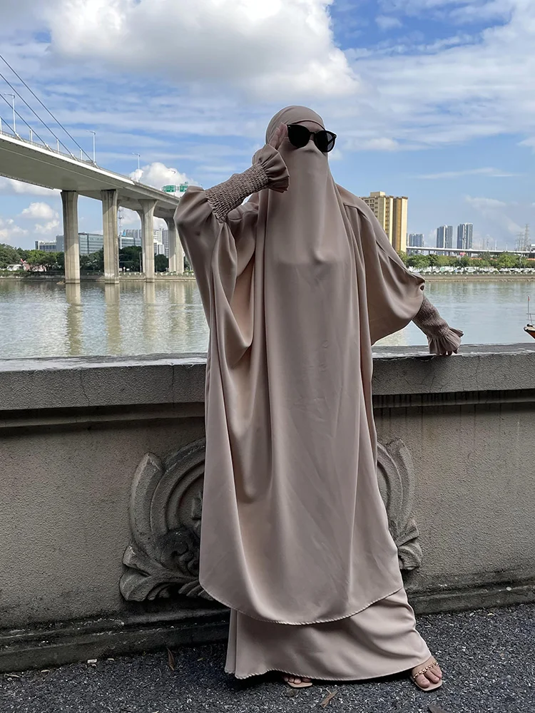 Lähis-Ida Ramadan Palve Riided Moslemi Naine Kleit Islami Kimono Komplekti Khimar Jilbab 2-Osaline Komplekt, Türgi Kaften Araabia Abaya Pilt 1