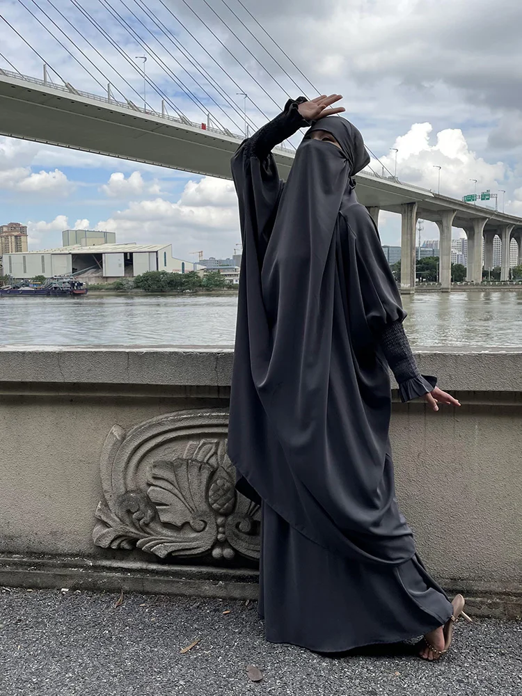 Lähis-Ida Ramadan Palve Riided Moslemi Naine Kleit Islami Kimono Komplekti Khimar Jilbab 2-Osaline Komplekt, Türgi Kaften Araabia Abaya Pilt 3