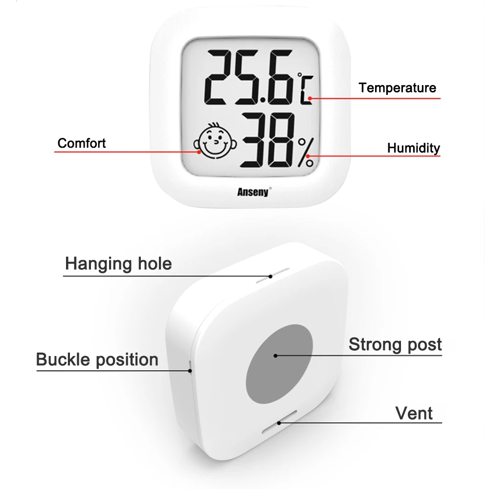 Mini Digitaalne LCD Termomeeter Hygrometer Sise-Tuba Elektrooniline Temperatuuri-Niiskuse Mõõtja Anduri Näidik ilmajaamas Kodu Pilt 2