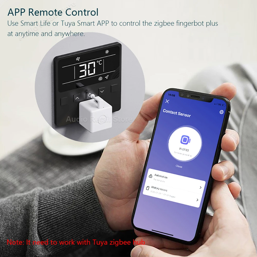 Tuya Smart Zigbee Fingerbot Plus-Lüliti Nupp Nupp Arukas Kodu Smart Elu App Ajastus hääljuhtimine kaudu Alexa Google Assistent Pilt 2